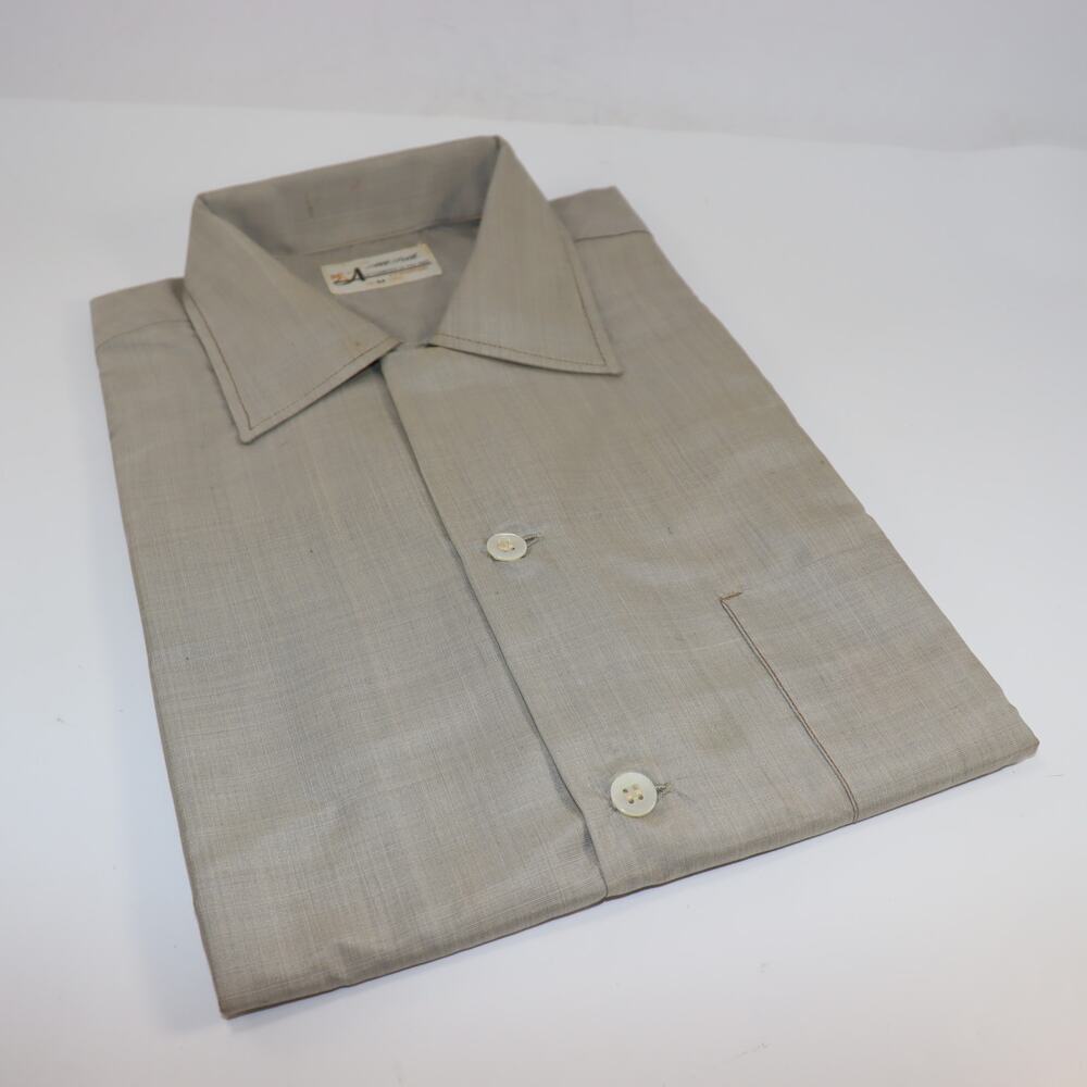 Vintage Alessandro di Milano Mens Silk Taupe‎ Button Up Shirt Deadstock Size M